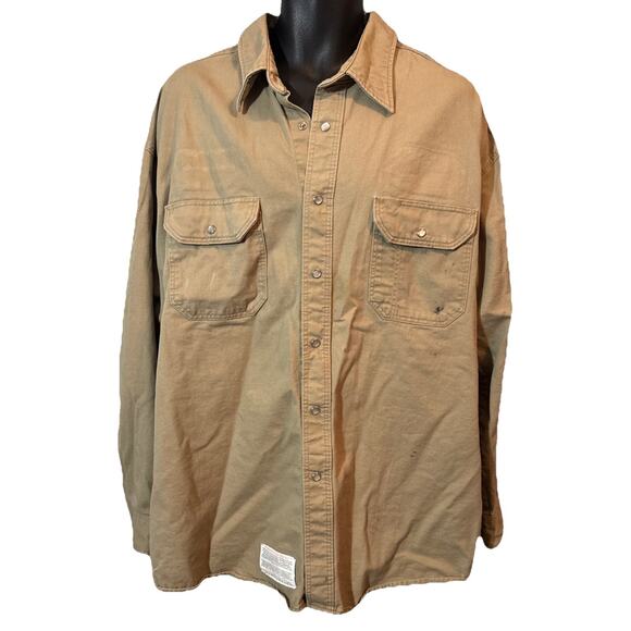 Bulwark FR Shirt Mens Beige Snap Up Flame Resistant Long Sleeve Shirt Size 3XL - Picture 1 of 16